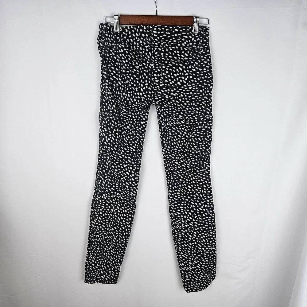 Tory Burch Walker Jeans Pants Size 25 Dotted Pony Print Denim Stretch Ankle‎